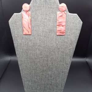 Geometric Peach Marble Dangle Drop Earrings